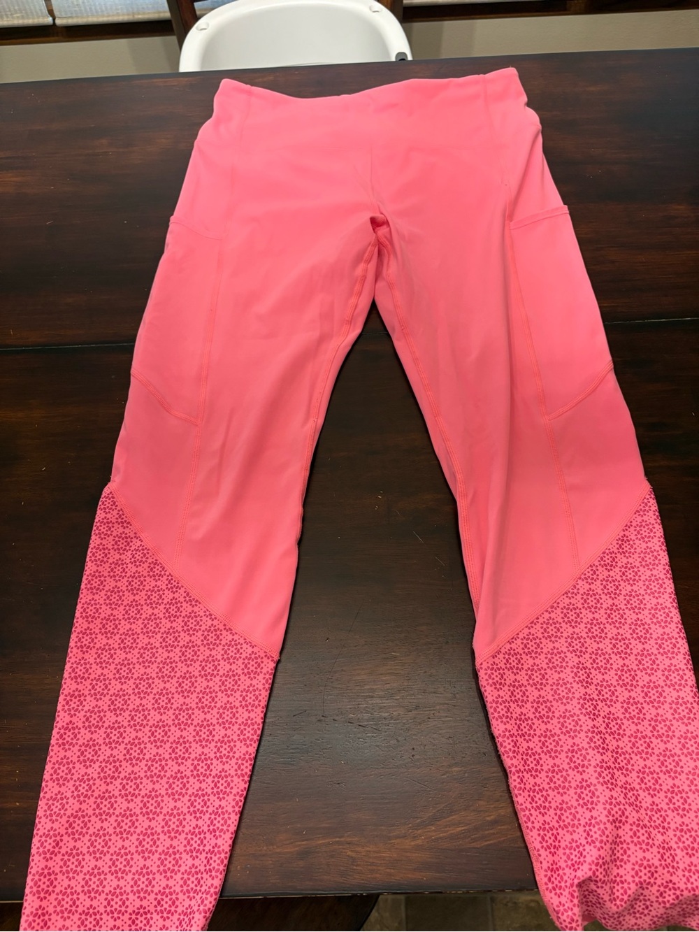 ZYIA Bright Pink Active Leggings with Patterned Lower Panels